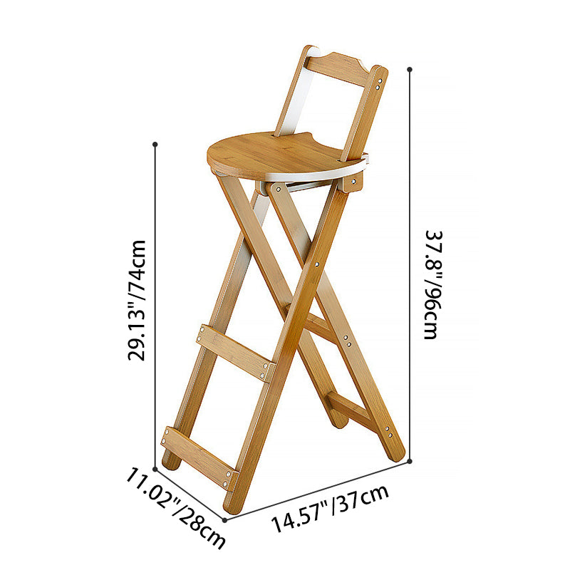 Traditional Rustic Solid Wood Rectangular Foldable Bar Stool For Dining Room & Kitchen