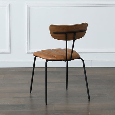 Contemporary Nordic Artificial Leather Cotton-Linen Carbon Steel Rectangular Dining Chair Backrest Armless For Dining Room & Kitchen