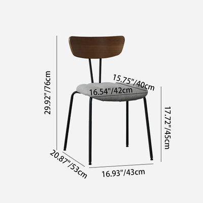 Contemporary Nordic Artificial Leather Cotton-Linen Carbon Steel Rectangular Dining Chair Backrest Armless For Dining Room & Kitchen