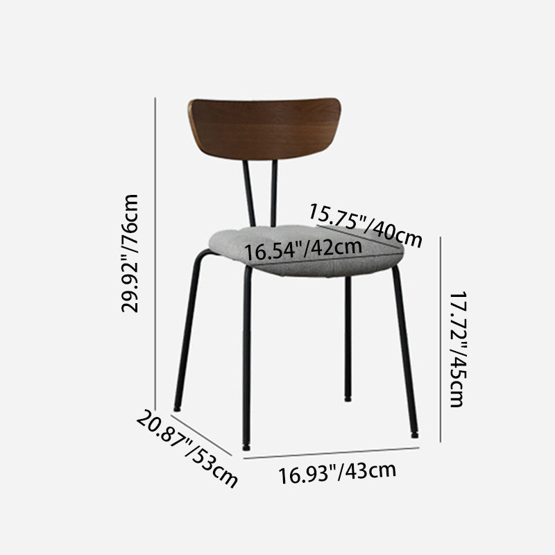 Contemporary Nordic Artificial Leather Cotton-Linen Carbon Steel Rectangular Dining Chair Backrest Armless For Dining Room & Kitchen