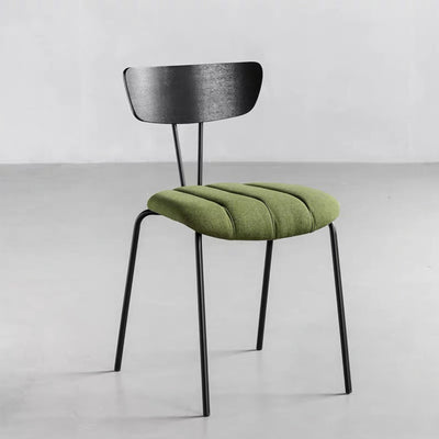 Contemporary Nordic Artificial Leather Cotton-Linen Carbon Steel Rectangular Dining Chair Backrest Armless For Dining Room & Kitchen