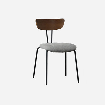 Contemporary Nordic Artificial Leather Cotton-Linen Carbon Steel Rectangular Dining Chair Backrest Armless For Dining Room & Kitchen