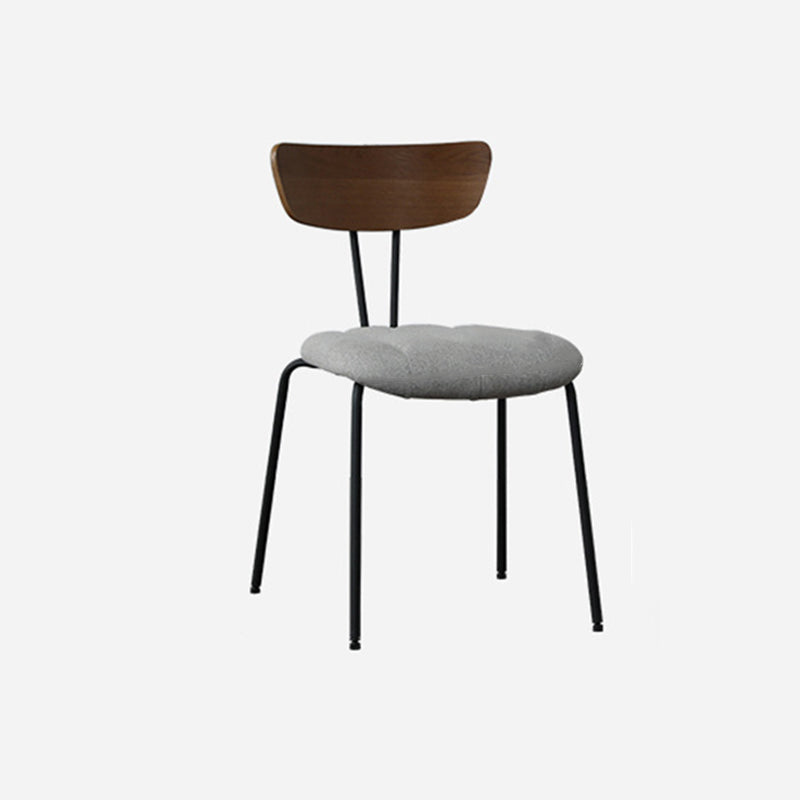 Contemporary Nordic Artificial Leather Cotton-Linen Carbon Steel Rectangular Dining Chair Backrest Armless For Dining Room & Kitchen