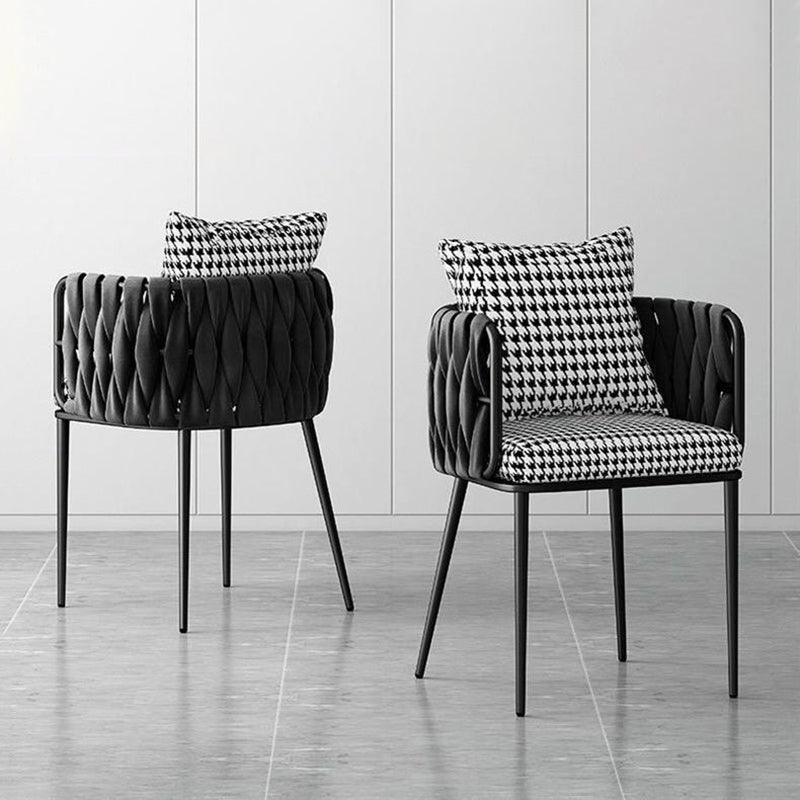 Modern Minimalist Rectangular Velvet Iron Vanity Stool Backrest Armrest For Bedroom