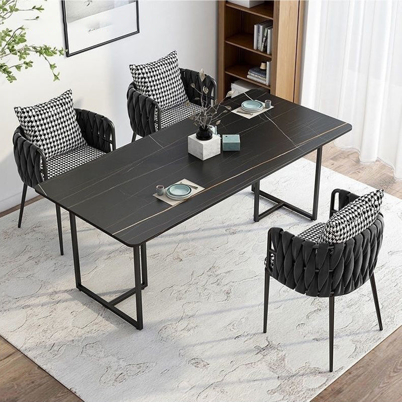 Modern Minimalist Rectangular Velvet Iron Vanity Stool Backrest Armrest For Bedroom