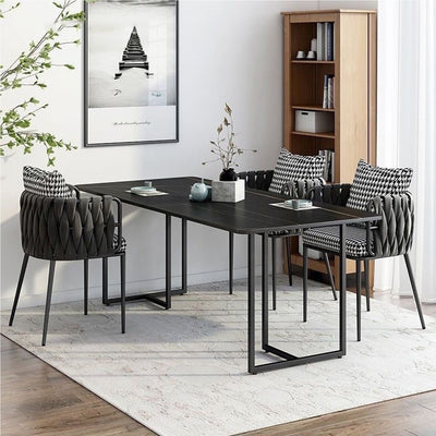 Modern Minimalist Rectangular Velvet Iron Vanity Stool Backrest Armrest For Bedroom