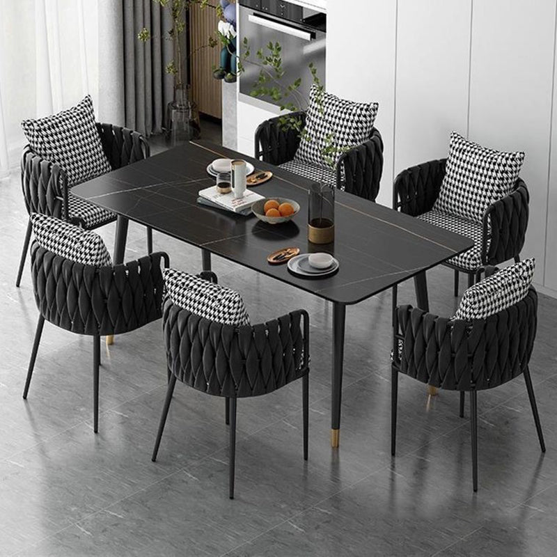 Modern Minimalist Rectangular Velvet Iron Vanity Stool Backrest Armrest For Bedroom