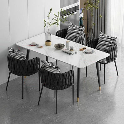 Modern Minimalist Rectangular Velvet Iron Vanity Stool Backrest Armrest For Bedroom