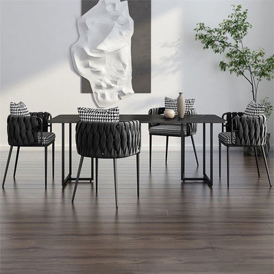 Modern Minimalist Rectangular Velvet Iron Vanity Stool Backrest Armrest For Bedroom