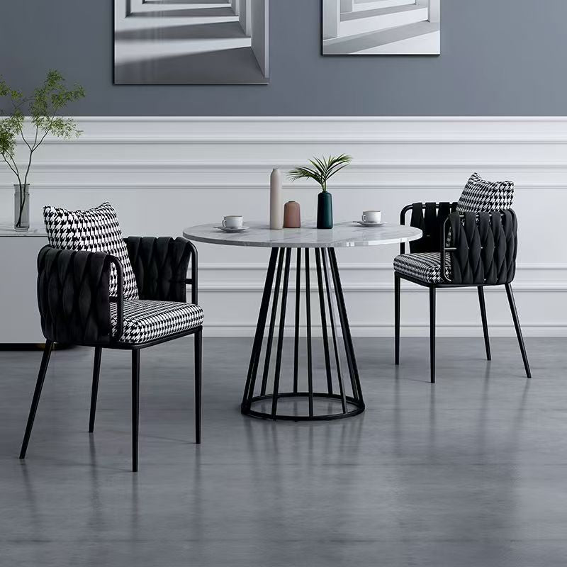 Modern Minimalist Rectangular Velvet Iron Vanity Stool Backrest Armrest For Bedroom