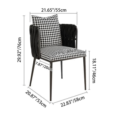 Modern Minimalist Rectangular Velvet Iron Vanity Stool Backrest Armrest For Bedroom