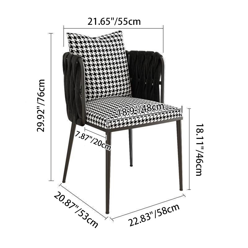 Modern Minimalist Rectangular Velvet Iron Vanity Stool Backrest Armrest For Bedroom