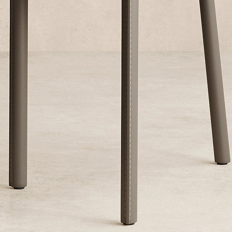 Modern Minimalist Rectangular Saddle Leather Carbon Steel Dining Chair Backrest Armless For Dining Room & Kitchen