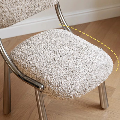 Modern Minimalist Curved Velvet Carbon Steel Vanity Stool Backrest Armless For Bedroom