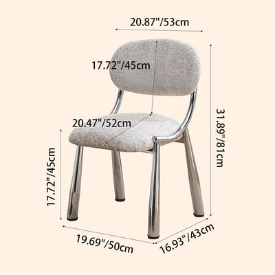 Modern Minimalist Curved Velvet Carbon Steel Vanity Stool Backrest Armless For Bedroom
