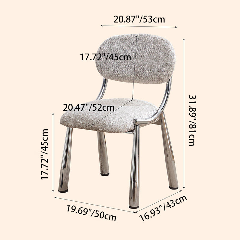 Modern Minimalist Curved Velvet Carbon Steel Vanity Stool Backrest Armless For Bedroom