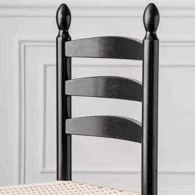 Traditional Japanese Rectangular Kraft Rope Solid Wood Dining Chair Backrest Armless For Dining Room & Kitchen