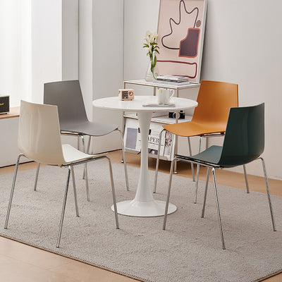 Modern Minimalist Rectangular PP Carbon Steel Dining Chair Backrest Armless For Dining Room & Kitchen