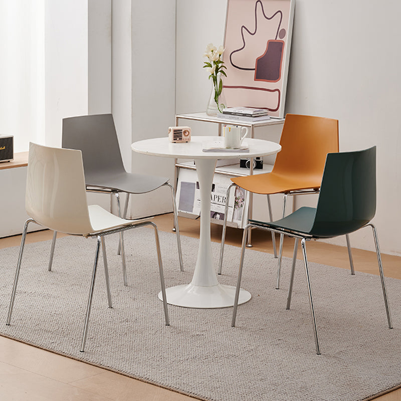 Modern Minimalist Rectangular PP Carbon Steel Dining Chair Backrest Armless For Dining Room & Kitchen