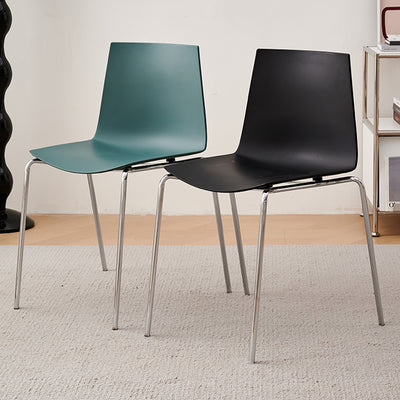 Modern Minimalist Rectangular PP Carbon Steel Dining Chair Backrest Armless For Dining Room & Kitchen