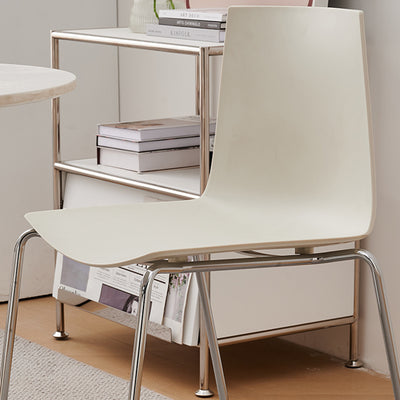 Modern Minimalist Rectangular PP Carbon Steel Dining Chair Backrest Armless For Dining Room & Kitchen