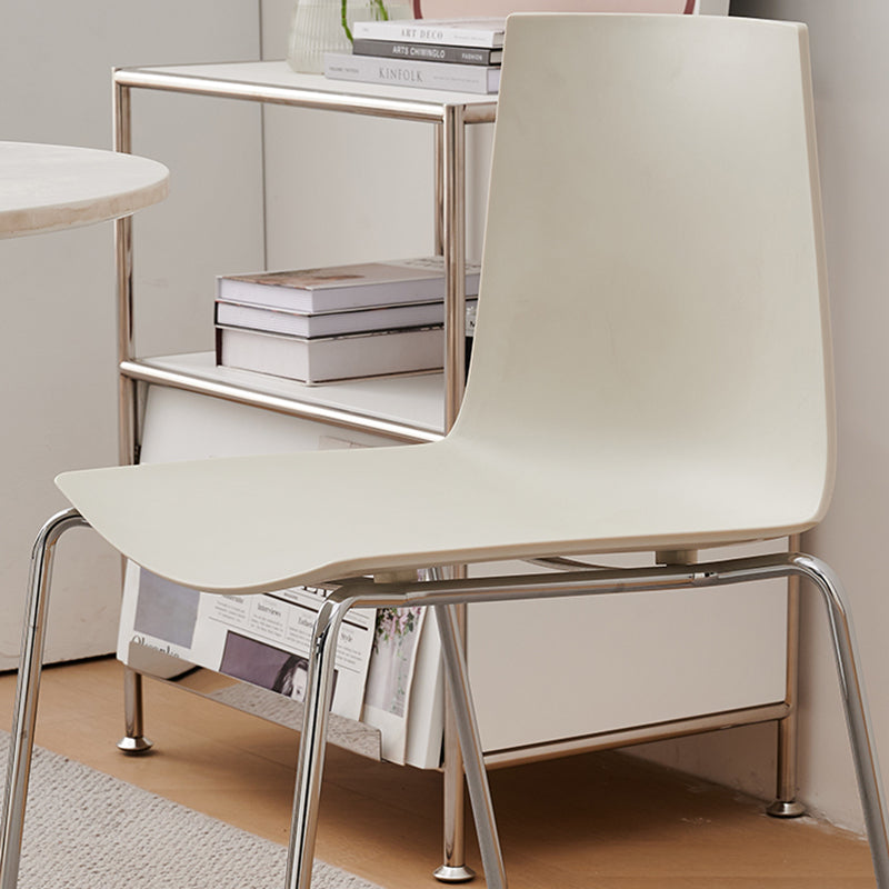 Modern Minimalist Rectangular PP Carbon Steel Dining Chair Backrest Armless For Dining Room & Kitchen