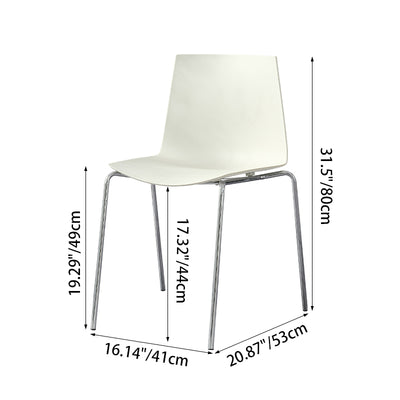 Modern Minimalist Rectangular PP Carbon Steel Dining Chair Backrest Armless For Dining Room & Kitchen