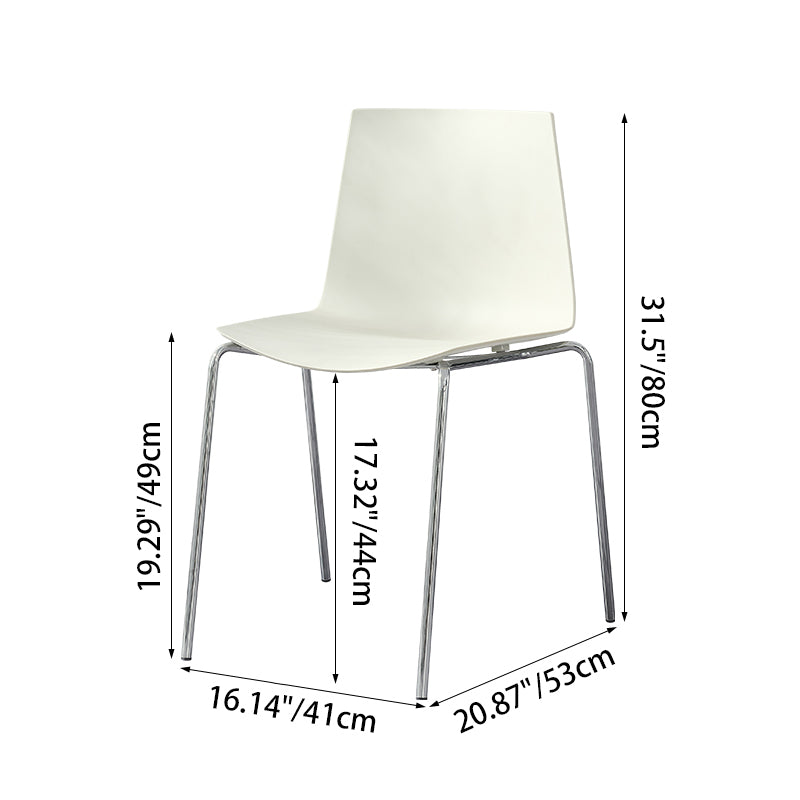 Modern Minimalist Rectangular PP Carbon Steel Dining Chair Backrest Armless For Dining Room & Kitchen