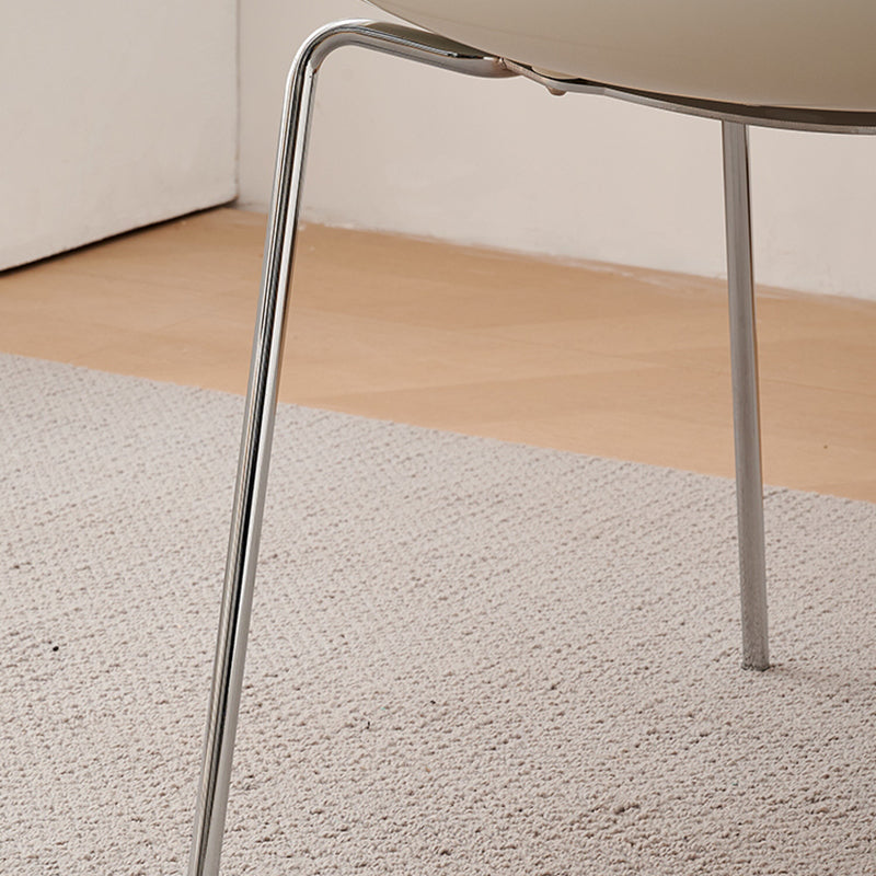 Modern Minimalist Rectangular PP Carbon Steel Dining Chair Backrest Armless For Dining Room & Kitchen