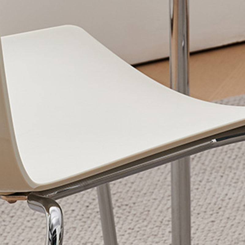 Modern Minimalist Rectangular PP Carbon Steel Dining Chair Backrest Armless For Dining Room & Kitchen