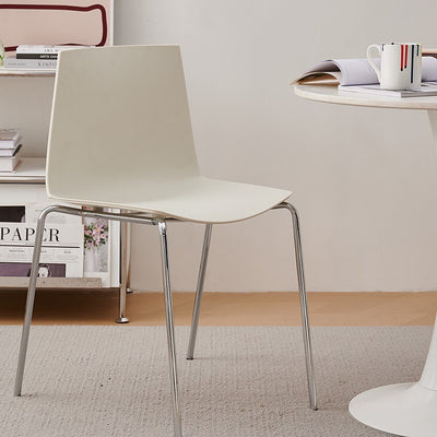 Modern Minimalist Rectangular PP Carbon Steel Dining Chair Backrest Armless For Dining Room & Kitchen