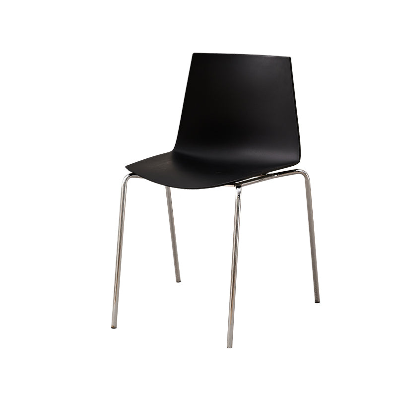 Modern Minimalist Rectangular PP Carbon Steel Dining Chair Backrest Armless For Dining Room & Kitchen