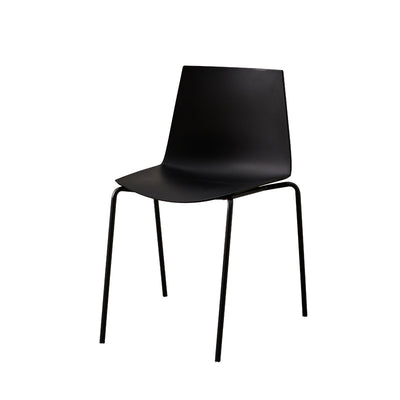 Modern Minimalist Rectangular PP Carbon Steel Dining Chair Backrest Armless For Dining Room & Kitchen