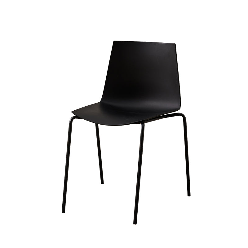 Modern Minimalist Rectangular PP Carbon Steel Dining Chair Backrest Armless For Dining Room & Kitchen