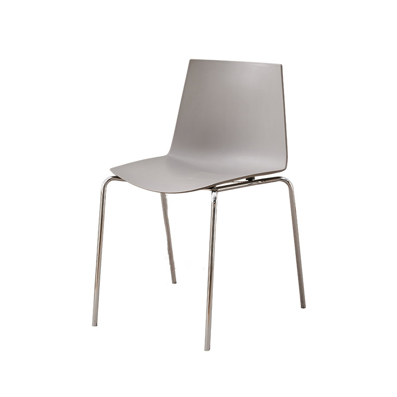 Modern Minimalist Rectangular PP Carbon Steel Dining Chair Backrest Armless For Dining Room & Kitchen