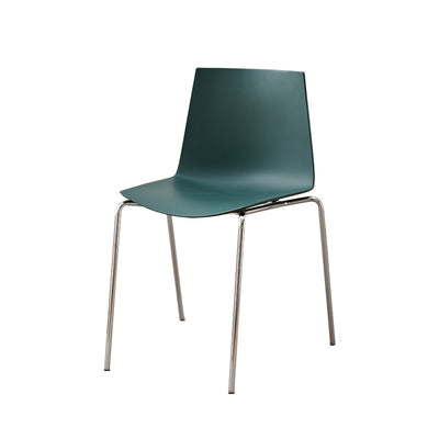 Modern Minimalist Rectangular PP Carbon Steel Dining Chair Backrest Armless For Dining Room & Kitchen