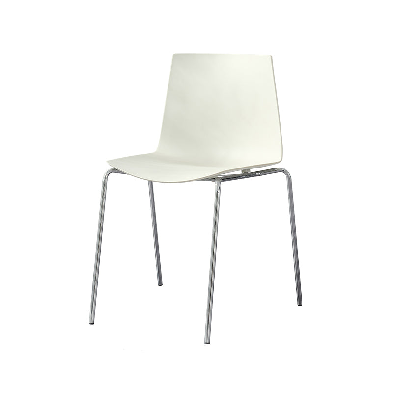 Modern Minimalist Rectangular PP Carbon Steel Dining Chair Backrest Armless For Dining Room & Kitchen