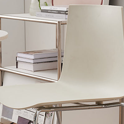 Modern Minimalist Rectangular PP Carbon Steel Dining Chair Backrest Armless For Dining Room & Kitchen