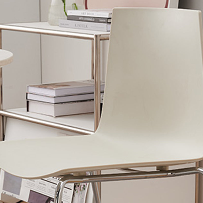 Modern Minimalist Rectangular PP Carbon Steel Dining Chair Backrest Armless For Dining Room & Kitchen