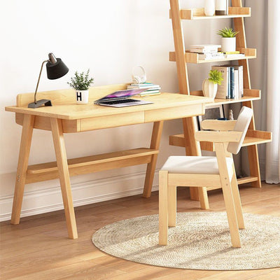 Contemporary Nordic Rectangular Solid Wood Fabric Dining Chair Backrest Armrest For Dining Room & Kitchen