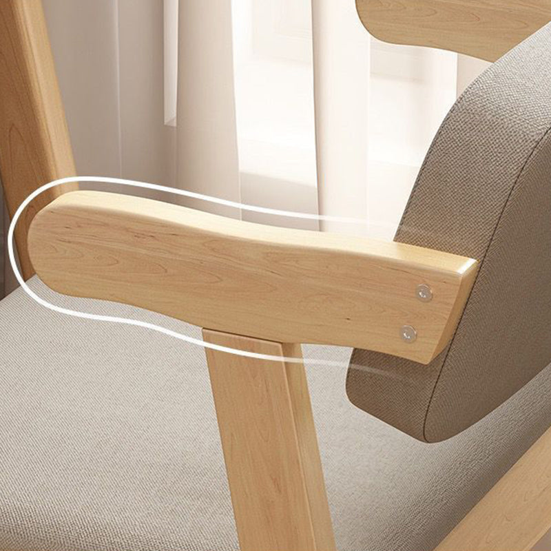 Contemporary Nordic Rectangular Solid Wood Fabric Dining Chair Backrest Armrest For Dining Room & Kitchen