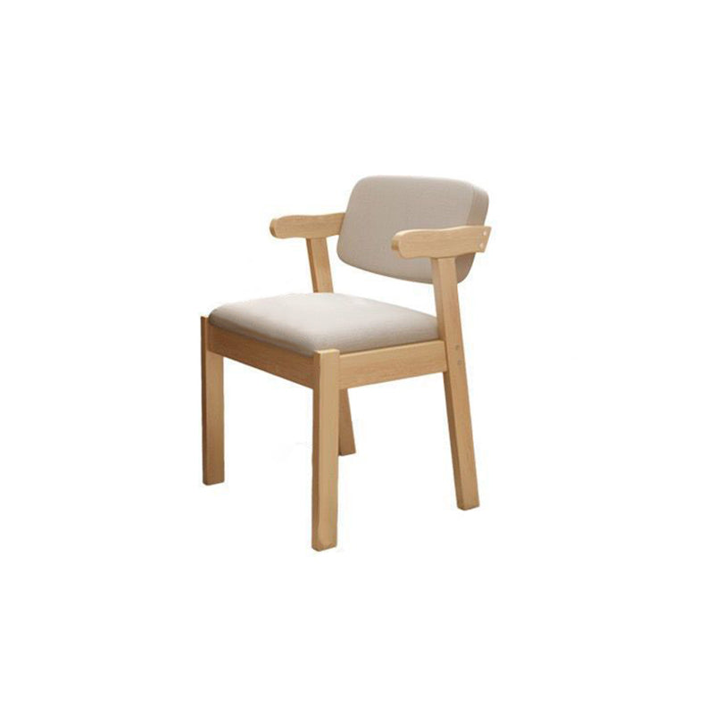 Contemporary Nordic Rectangular Solid Wood Fabric Dining Chair Backrest Armrest For Dining Room & Kitchen