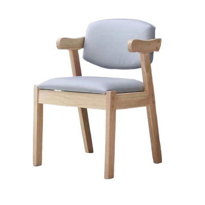 Contemporary Nordic Rectangular Solid Wood Fabric Dining Chair Backrest Armrest For Dining Room & Kitchen