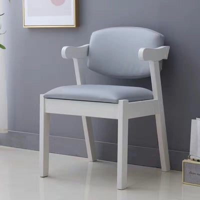 Contemporary Nordic Rectangular Solid Wood Fabric Dining Chair Backrest Armrest For Dining Room & Kitchen