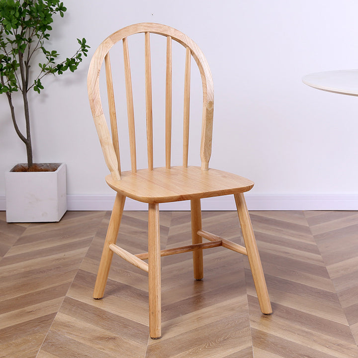 Silla de comedor de madera maciza curva nórdica contemporánea con respaldo sin brazos para comedor y cocina 
