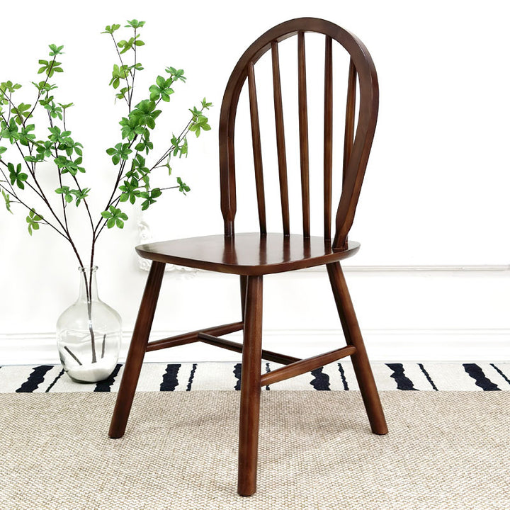 Silla de comedor de madera maciza curva nórdica contemporánea con respaldo sin brazos para comedor y cocina 