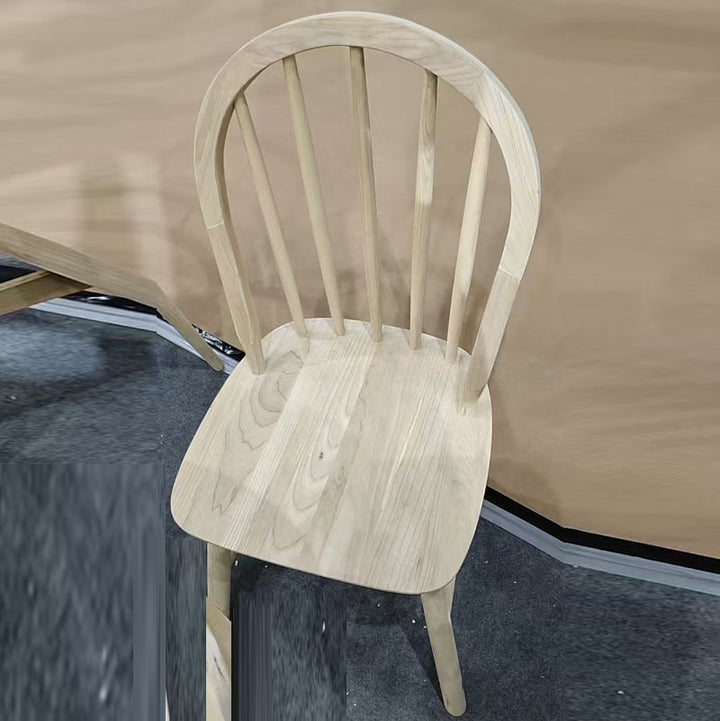 Silla de comedor de madera maciza curva nórdica contemporánea con respaldo sin brazos para comedor y cocina 