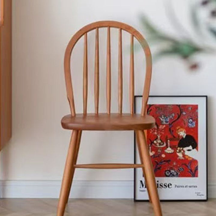 Silla de comedor de madera maciza curva nórdica contemporánea con respaldo sin brazos para comedor y cocina 