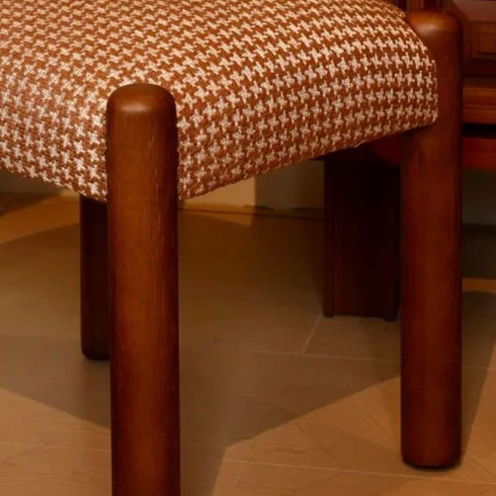 Silla de comedor vintage tradicional rectangular de madera maciza con tela sherpa y algodón-lino, con respaldo y sin reposabrazos, para comedor y cocina 
