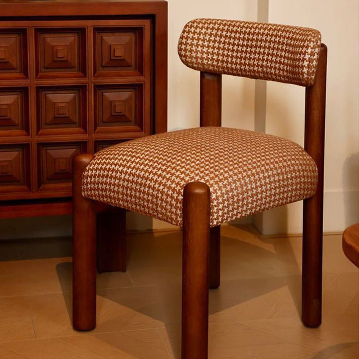 Silla de comedor vintage tradicional rectangular de madera maciza con tela sherpa y algodón-lino, con respaldo y sin reposabrazos, para comedor y cocina 